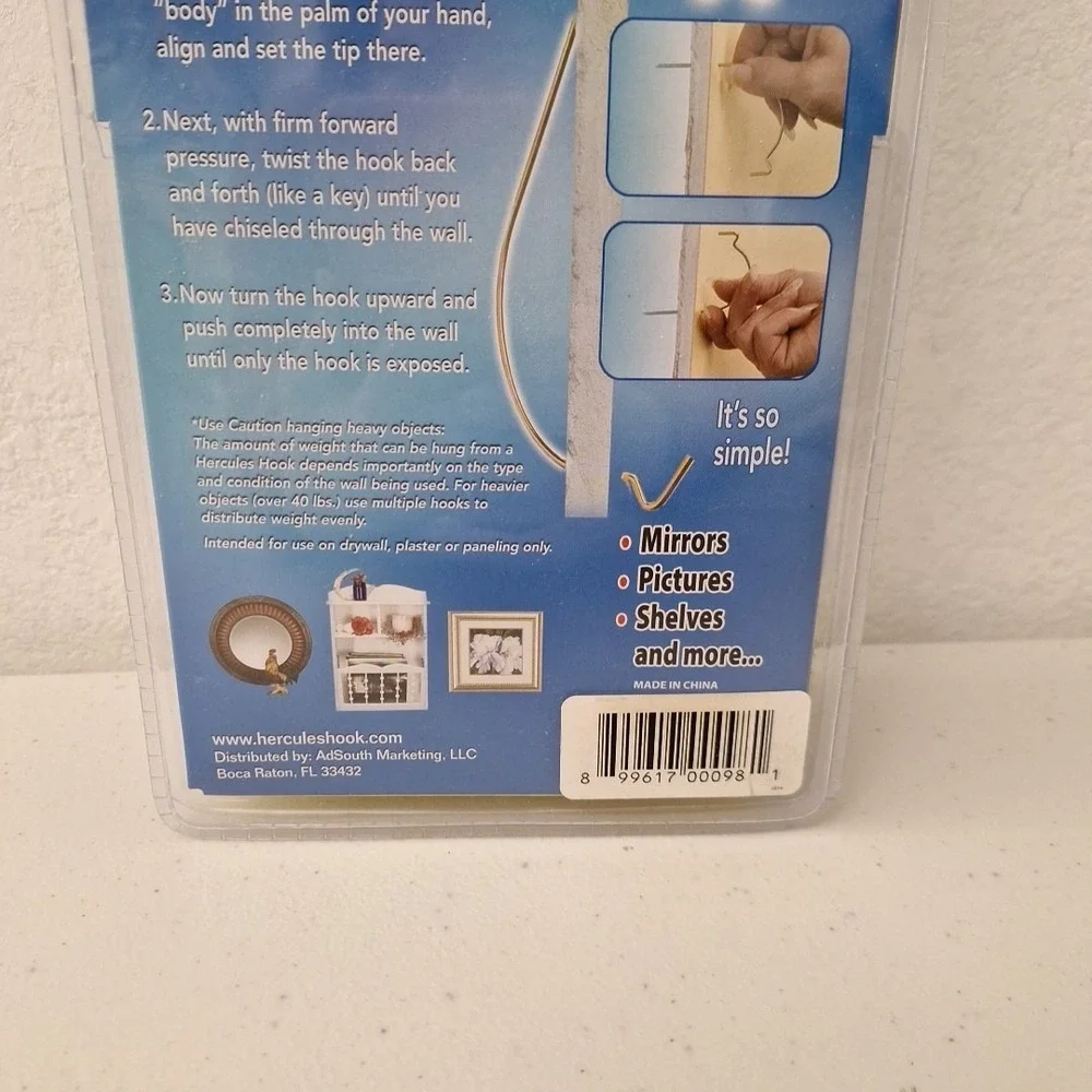 NEW Sealed, Package of 20 Hercules Hooks Wall Picture Hangers BONUS Laser Marker